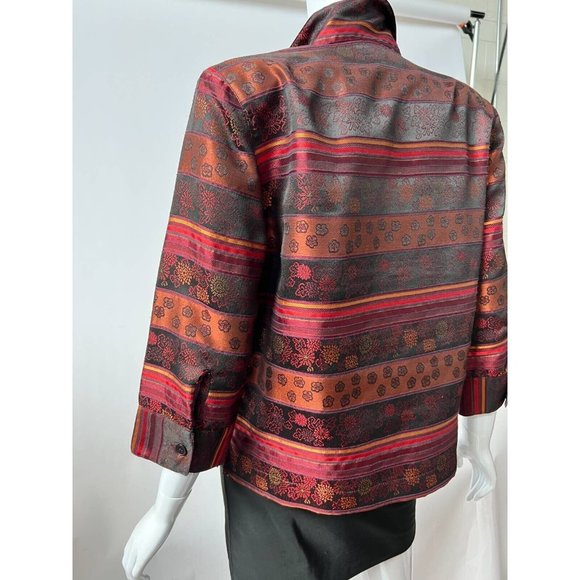 Stonebridge Womens Jacket Coat Multicolor Floral Stripe Pocket 3/4 Sleeve S - Picture 9 of 12